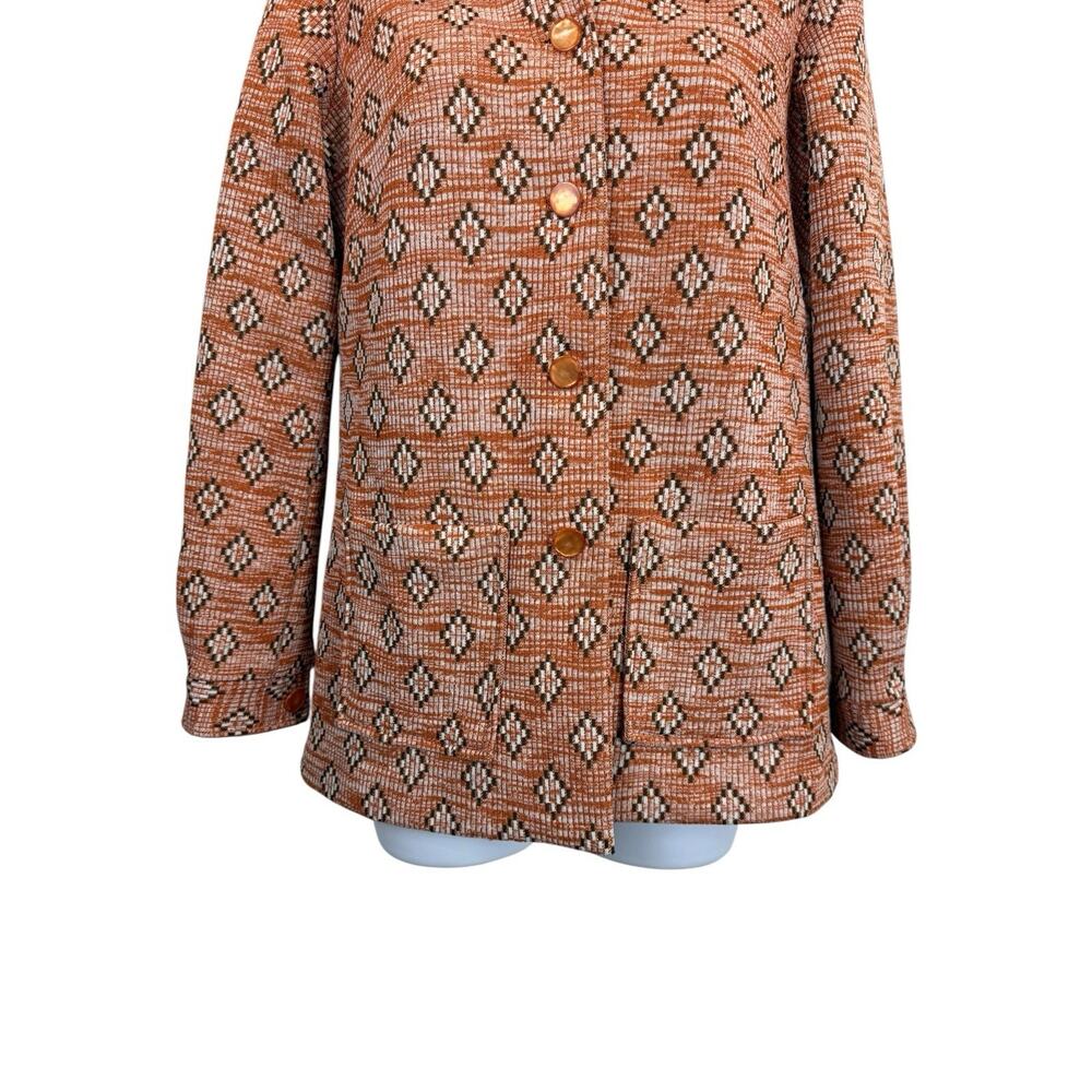 Vintage Koko Jacket Womens Medium Orange Brown Knit Geometric Retro 70s - Picture 3 of 14